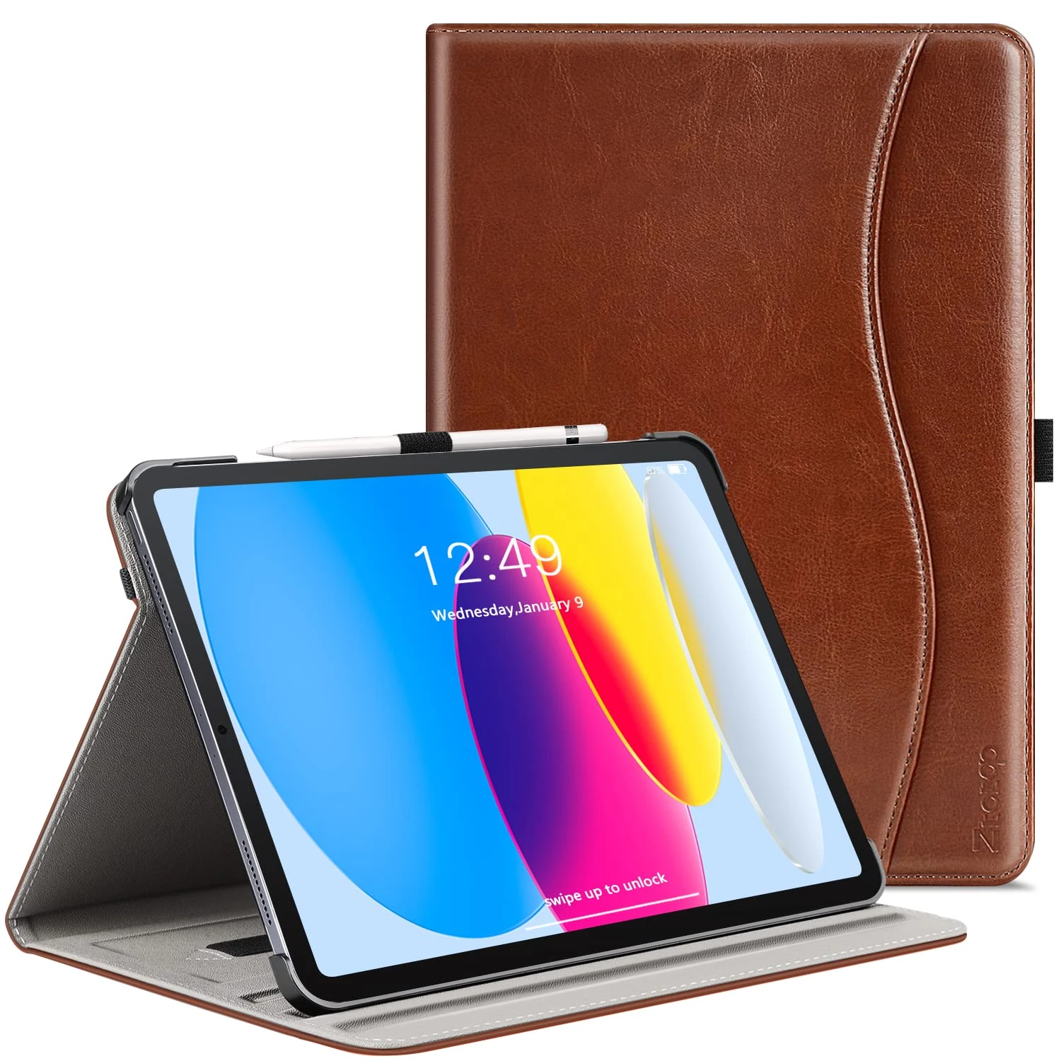 ZtotopCases Case for iPad 11th Generation 11 Inch 2025(A16)/iPad 10th Generation 10.9 Inch 2022, Premium Leather Business Cover with Auto Wake/Sleep, Multi-Angle Stand & Pencil Holder, Brown