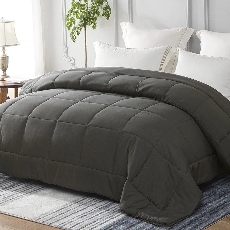 Whale Flotilla Reversible Duvet King Size for All Seasons, 7.5 Tog Down Alternative Box Sitiched Comforter, Lightweight and Machine Washable Bedding Set, 220x240 cm, Grey