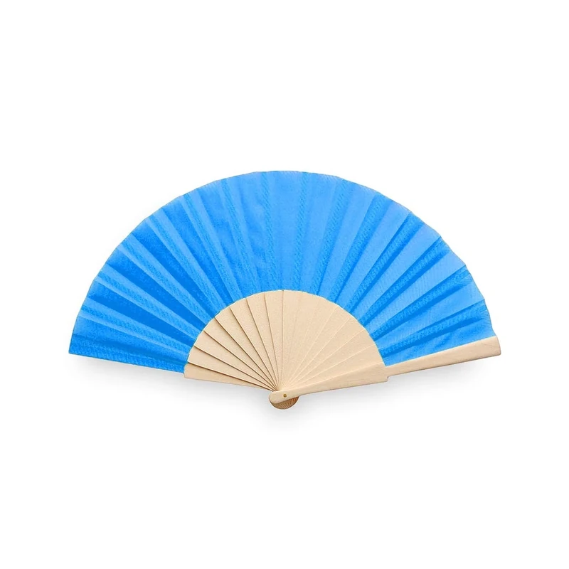 eBuyGB Folding Handheld Fan, Wooden Hand Fan, Wedding Party Accessory, Pocket Sized Fan for Wedding Gift, Party Favours, Summer Holidays, Mini Travel Fan Home Décor - Blue (Pack of 20)
