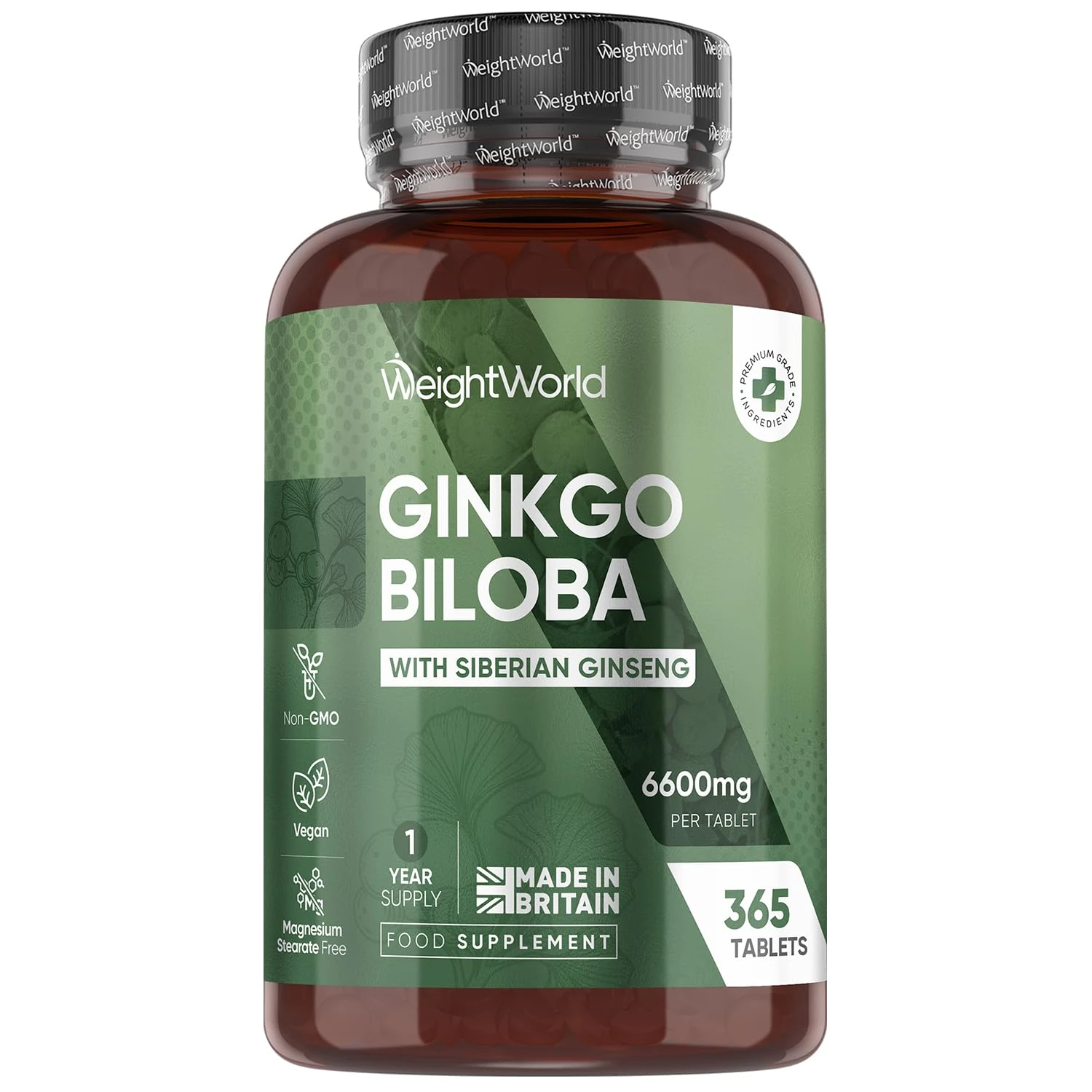 Ginkgo Biloba and Ginseng 6600mg - 365 Tablets - 1 Year Supply - 1 Tablet a Day - with Flavone Glycosides and Terpene Lactones - Vegan & Non-GMO - Ginseng and Ginkgo Biloba Complex Herbal Supplement