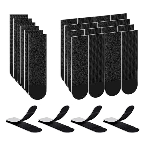 Ainiv 15-Pairs(30 Strips) Adhesive Picture Hanging Strips, Medium 69x19mm Double Side Hook Loop Mounting Tapes for Photo Frame, Damage Free Removable Wall Adhesive Strips for Picture Hanger(Black)