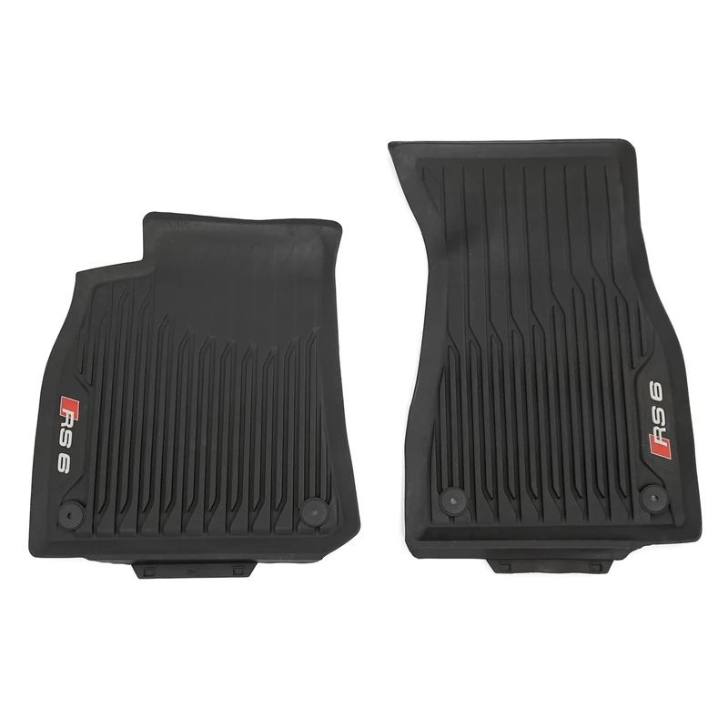Audi 4K1061501A041 Rubber Floor Mats Front 2 x Rubber Mats Premium All-Weather Mats with RS6 Lettering, Black