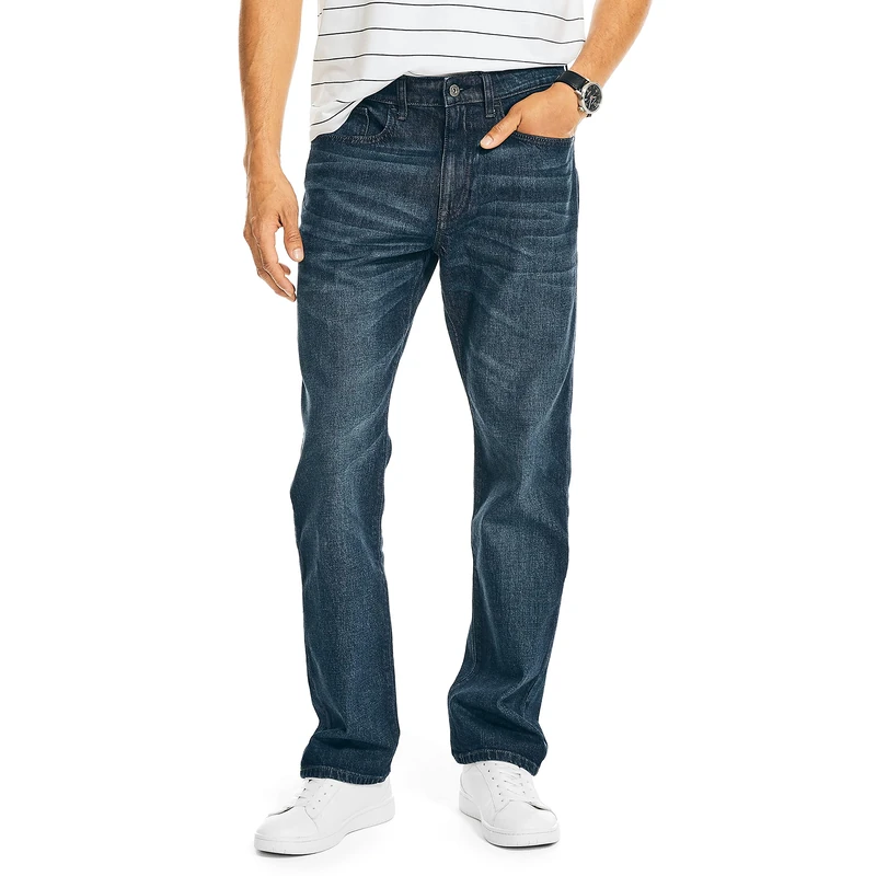 Nautica Men's Vintage Straight Stretch Denim Jeans, North Sea Canal Wash, 30