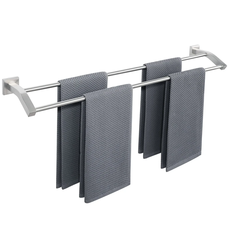 Alise Double Bath Towel Bars Towel Racks for Bathroom,Wall Mount Towel Holder Heavy Duty SUS304 Stainless Steel Towel Hanger Towel Rail,Brushed Nickel 32 Inch