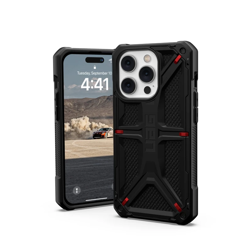 URBAN ARMOR GEAR UAG Designed for iPhone 14 Pro Case Kevlar Black 6.1" Monarch Rugged Premium Protective Cover Lightweight Slim Shockproof Dropproof Compatible with Wireless Charging