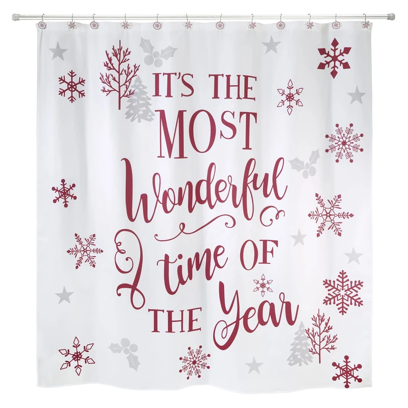 Avanti Linens Shower Curtain, Waterproof, Bathroom & Holiday Decor (Sparkle Collection),