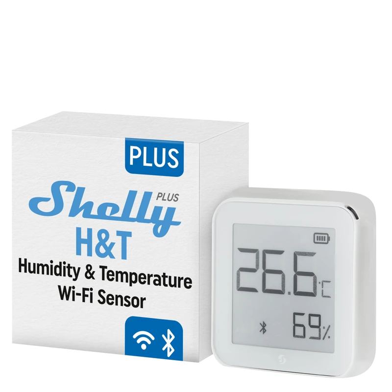 Shelly Plus H&T - White | WiFi Operated Intelligent Humidity and Temperature Sensor | Home Automation | Hygrometer Monitor | iOS Android Application | Over 1 Year Battery (1 Pack) - Image 1