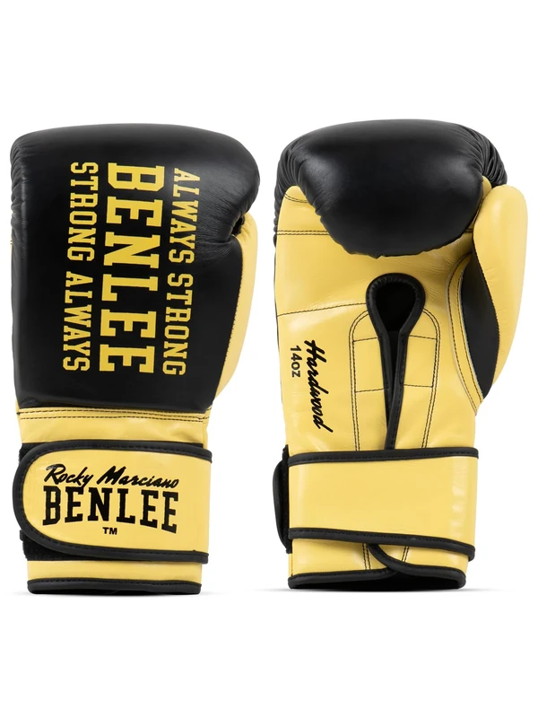 Benlee Leather Boxing Gloves Hardwood 14 oz Black/Yellow, 199511