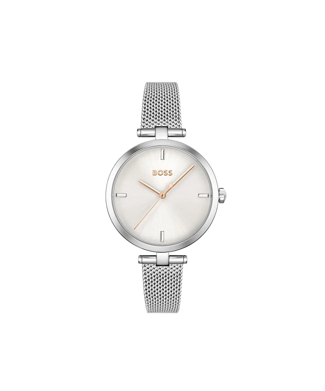 BOSS Analogue Quartz Watch for Women Majesty Collection with Silver Stainless Steel Mesh Bracelet - 1502653