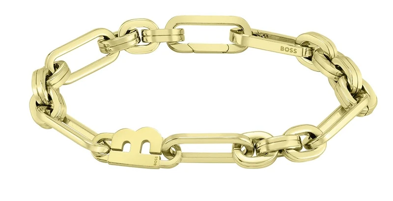 BOSS Jewelry Women's HAILEY Collection Chain Bracelet in Yellow Gold with a B Shape Charm - 1580324