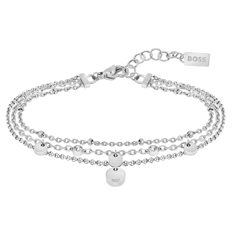 BOSS Jewelry Women's IRIS Collection Bracelet with Multiple Chains in Stainless Steel with Charms - 1580331