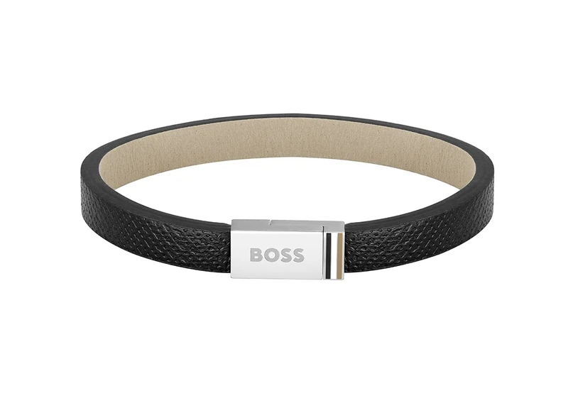 BOSS Jewelry Men's JACE Collection Bracelet with Brown Leather and Stainless Steel Closure - 1580336M
