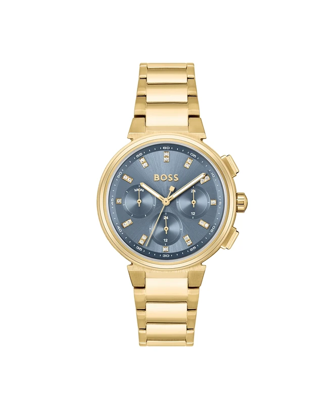 BOSS Analogue Multifunction Quartz Watch for Women ONE Collection with Gold Colored Stainless Steel Bracelet - 1502677