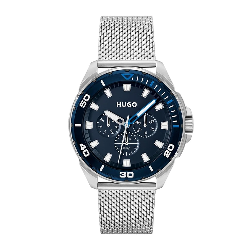 HUGO Analogue Multifunction Quartz Watch for Men #Fresh Collection with Silver Stainless Steel Mesh Bracelet - 1530287