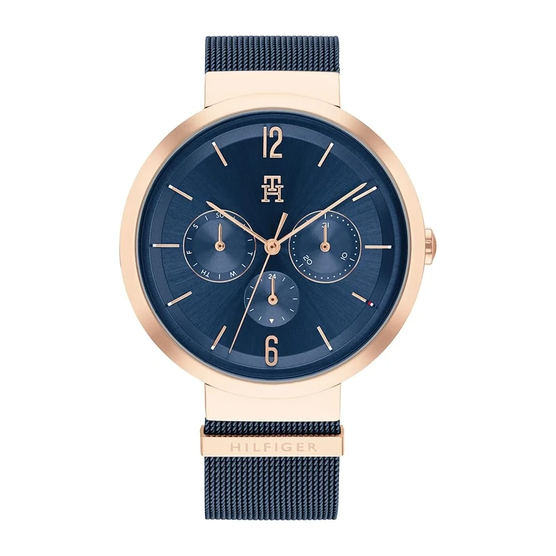 Tommy Hilfiger Analogue Multifunction Quartz Watch for Women with Navy Blue Stainless Steel Mesh Bracelet - 1782541