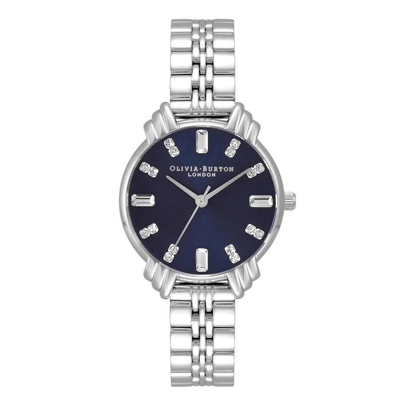 Olivia Burton Analogue Quartz Watch for Women Art Deco Collection with Silver Stainless Steel Bracelet - OB16DC01