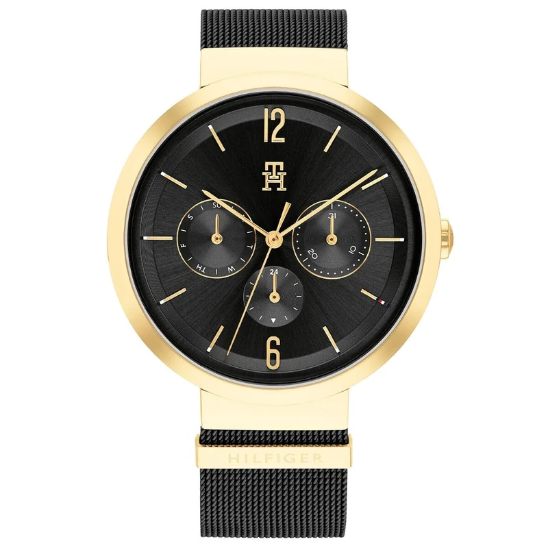 Tommy Hilfiger Analogue Multifunction Quartz Watch for Women with Black Stainless Steel Mesh Bracelet - 1782540