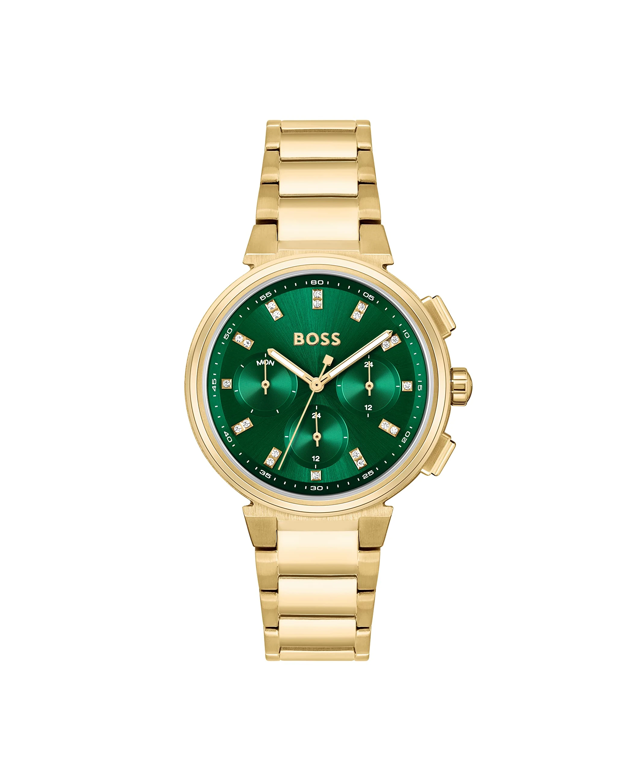 BOSS Analogue Multifunction Quartz Watch for Women ONE Collection with Gold Colored Stainless Steel Bracelet - 1502679