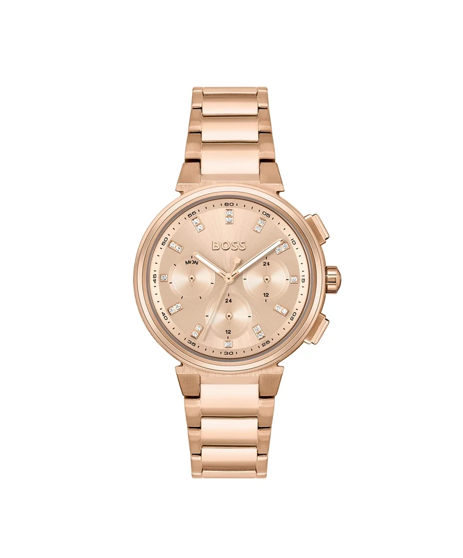 BOSS Analogue Multifunction Quartz Watch for Women ONE Collection with Carnation Gold Colored Stainless Steel Bracelet - 1502678
