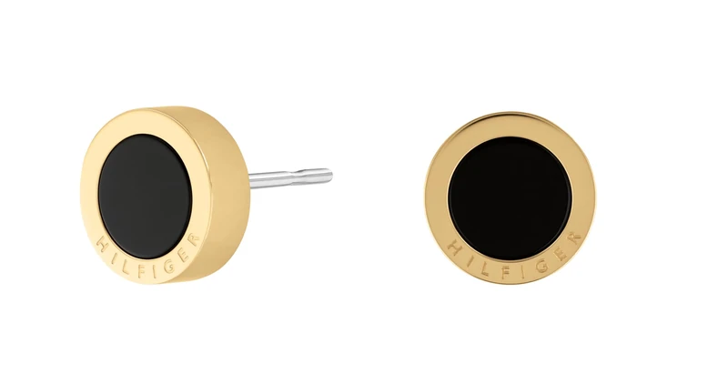Tommy Hilfiger Jewelry Women's Stud Earrings in Yellow Gold with Black Onyx - 2780662