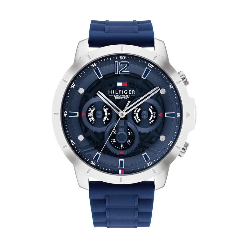 Tommy Hilfiger Analogue Multifunction Quartz Watch for Men with Navy Blue Silicone Bracelet - 1710489
