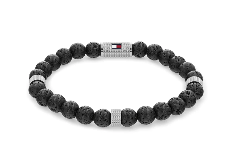 Tommy Hilfiger Jewelry Men's Beaded Bracelet with Lava Stones - 2790435