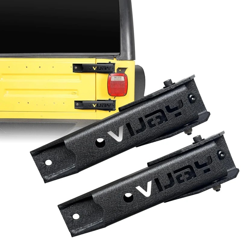 TIOYAR Wrangler Steel Heavy Duty Reinforc Tailgate Hinge Set Compatible with 1997-2006 Jeep Wrangler TJ Unlimited - Image 1