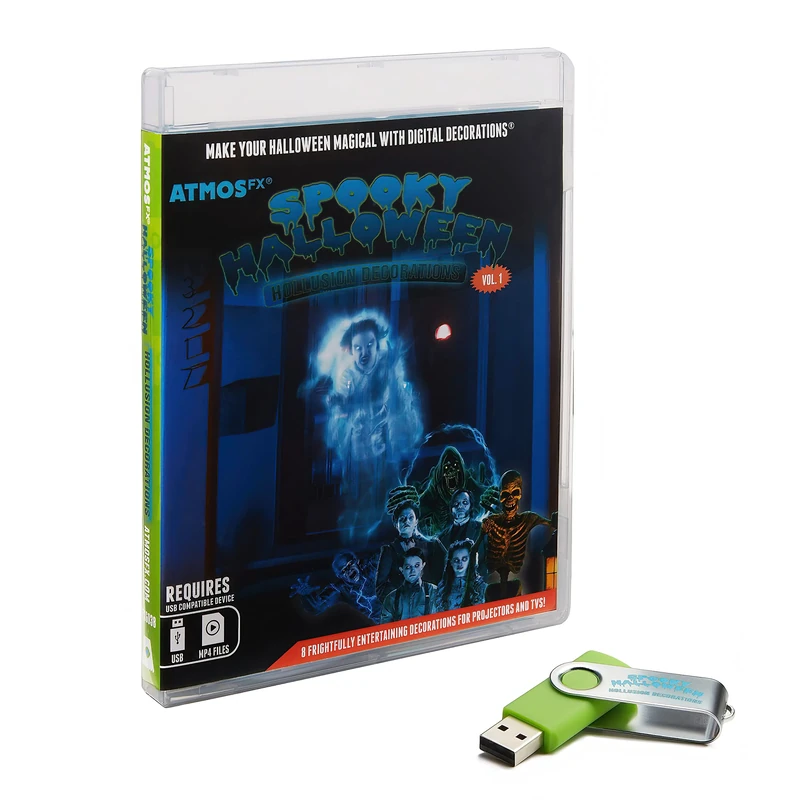 HoliScapes Atmosfx Spooky Halloween Hollusion Digital Decoration on USB Includes 8 Atmosfx Video Effects for Hallloween