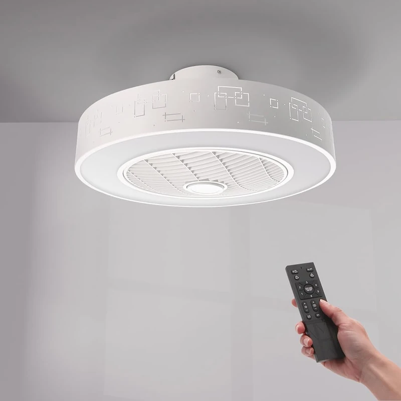 M Ledme - LED Ceiling Fan Plus Sticks with Light and Remote Control, Low Consumption, DC Motor, 5 Blades, 6 speeds, Quiet, with APP