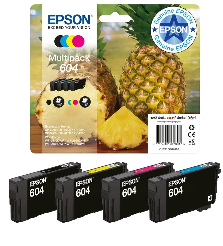 Epson 604 Pineapple, Genuine Multipack, 4-colours Ink Cartridges