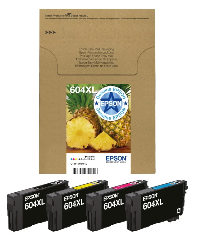 Epson 604XL Pineapple, Genuine Multipack, Eco-Friendly Packaging, 4-Colours Ink Cartridges