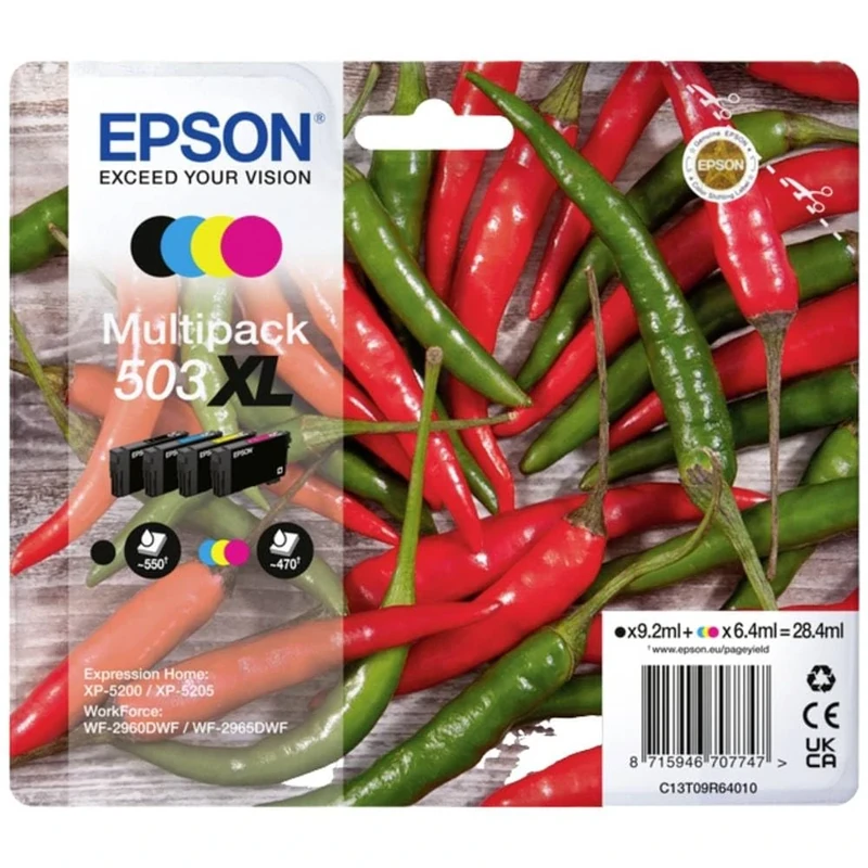 Epson 503XL Chillies, Genuine Multipack, 4-colours Ink Cartridges - C13T09R64010