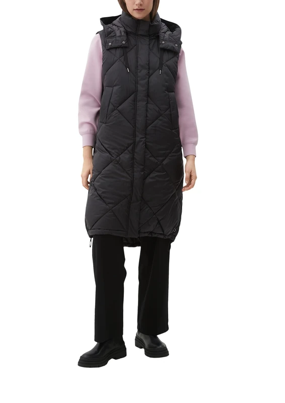 s.Oliver Quilted Long Vest, black, XS