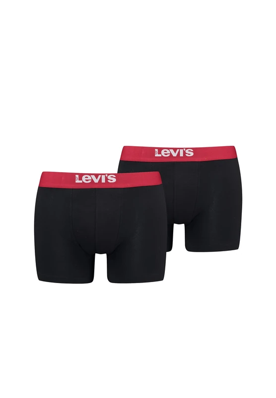 LEVIS Men's Boxer, Black/Red, S (Pack of 2)