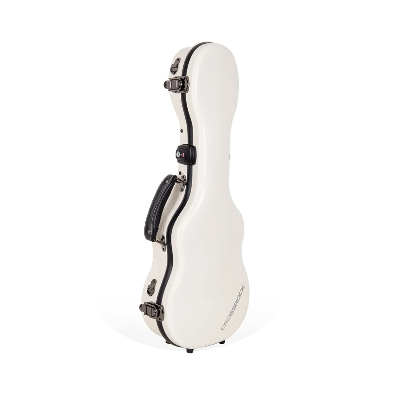 Crossrock Fiberglass Case with TSA Lock for 24'' Concert Ukulele-Milky White(CRF2020CUMW)