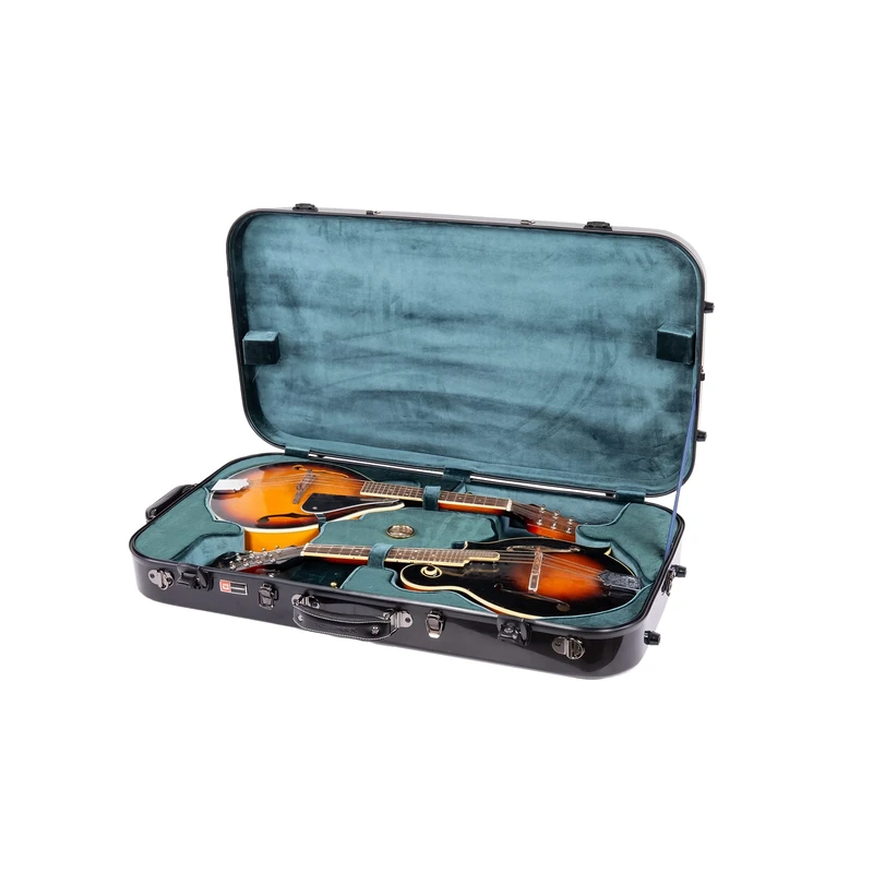 Crossrock Fiberglass Double Case with TSA Lock for Two A/F Style Mandolins-Black (CRF2020DMBK)