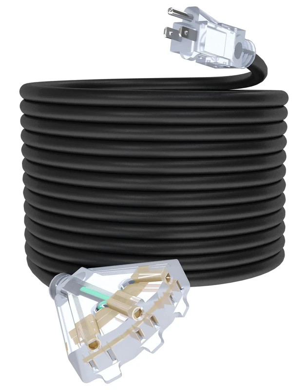12/3x3m Outdoor 3 Pin Extension Cable Waterproof 15A 12AWG 1875W SJTW ETL Certified 3 Pin