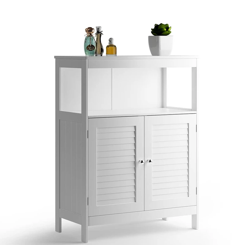 BAKAJI Cabinet Bathroom 2 Doors Furniture, Engineered Wood, White, 60x30x80 cm