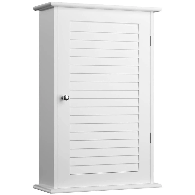 BAKAJI Wall Mounted Bathroom Cabinet White Wood, Engineered, 40x16x60cm