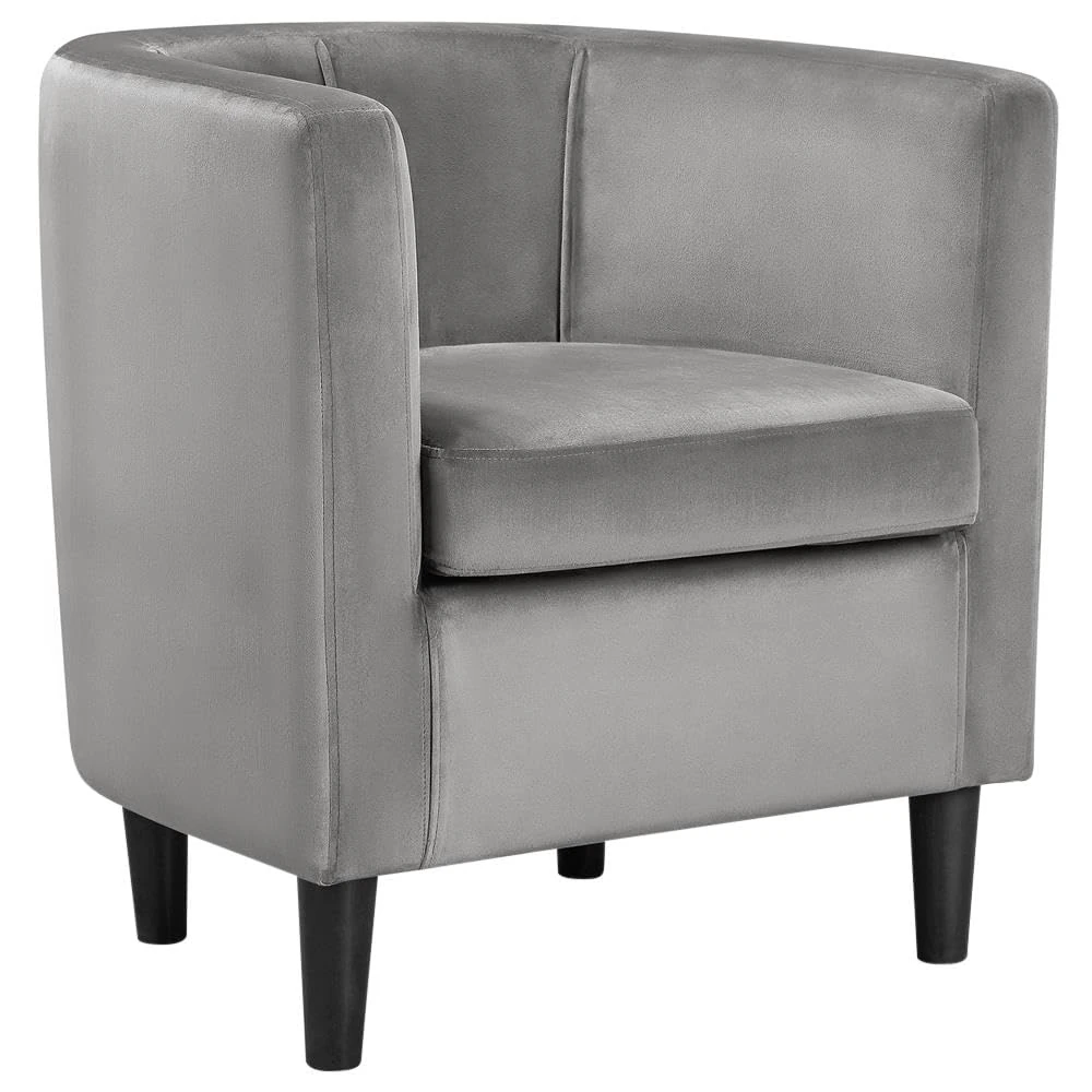 Yaheetech Velvet Tub Chair, Modern Upholstered Armchair, Accent Club Sofa Chair for Living Room Bedroom Lounge Reception, Grey