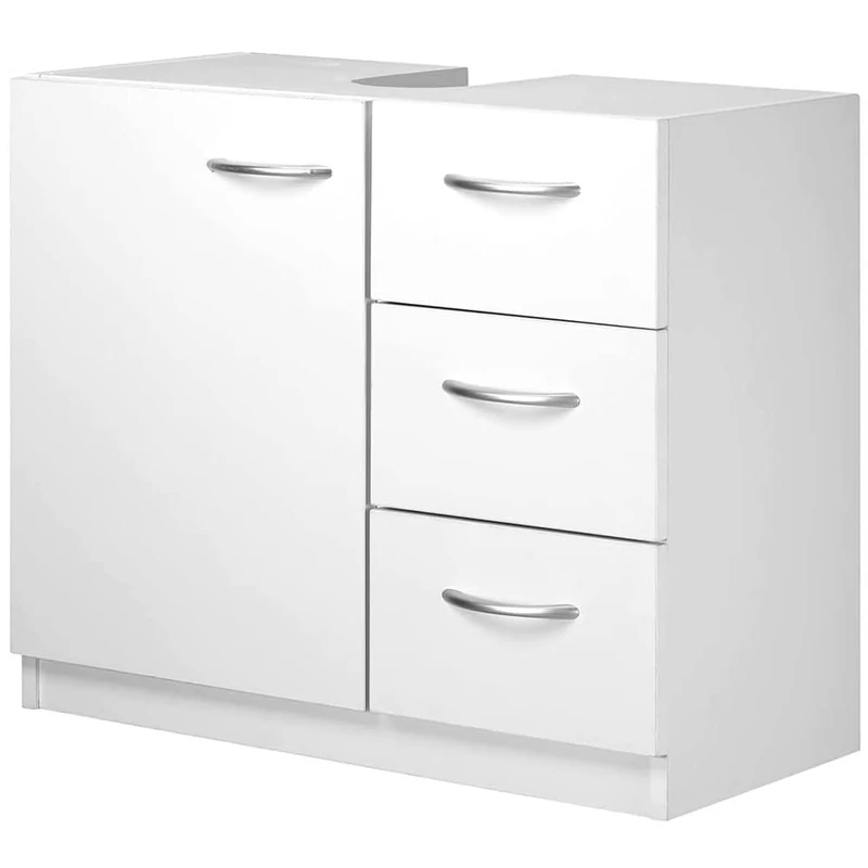 BAKAJI Undersink Cabinet Cabinet 3 Drawers Bathroom Sink Sink with Single Door Modern Design Home Space Saving Container Wood White 30 x 63 x 54 cm