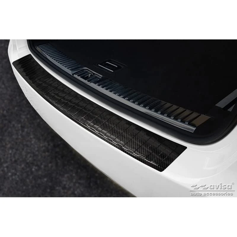 Avisa Real 3D Carbon Rear bumper protector compatible with Porsche Cayenne II 2010-2014 'Ribs'
