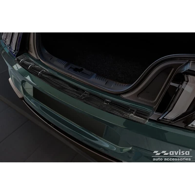 Avisa Real 3D Carbon Rear bumper protector compatible with Ford Mustang VI Coupé 2015-2017 & FL 2017- incl. GT 'Ribs'