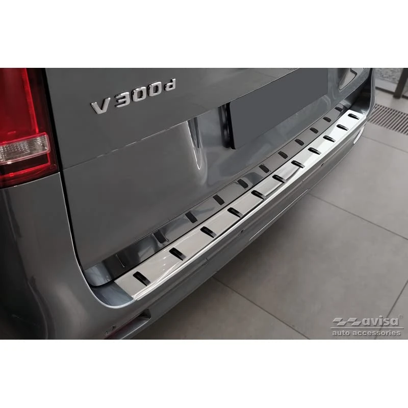 Avisa Stainless Steel Rear bumper protector compatible with Mercedes Vito/V-Class 2014-2019 & Facelift 2019- (with Hatch) 'STRONG EDITION'