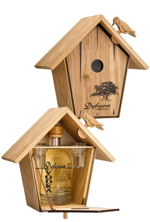 Debowa Polska Gift Pack Vodka Oak Vodka gift set vodka house for birds and 2 shot glasses present vodka set 70cl 40% ABV