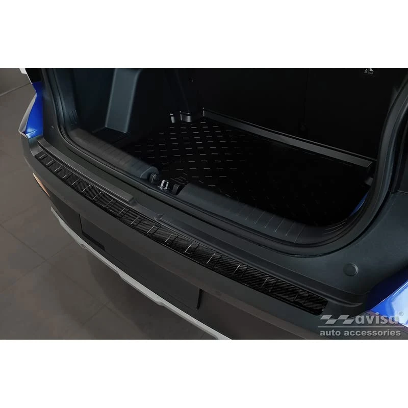 Avisa Real 3D Carbon Rear bumper protector compatible with Hyundai Bayon 2021- 'Ribs'