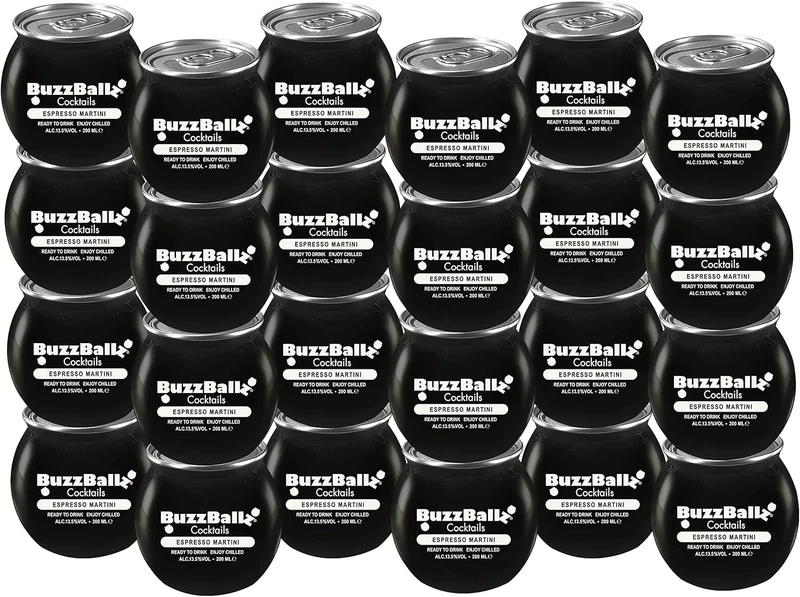 BuzzBallz Espresso Martini, Ready to Drink Cocktail, 13.5% ABV, 24x200ml, Pre Mixed Espresso Cocktail Made from Vodka and Coffee, Bold and Slightly Sweet Notes, with Natural Flavours, Gift Idea