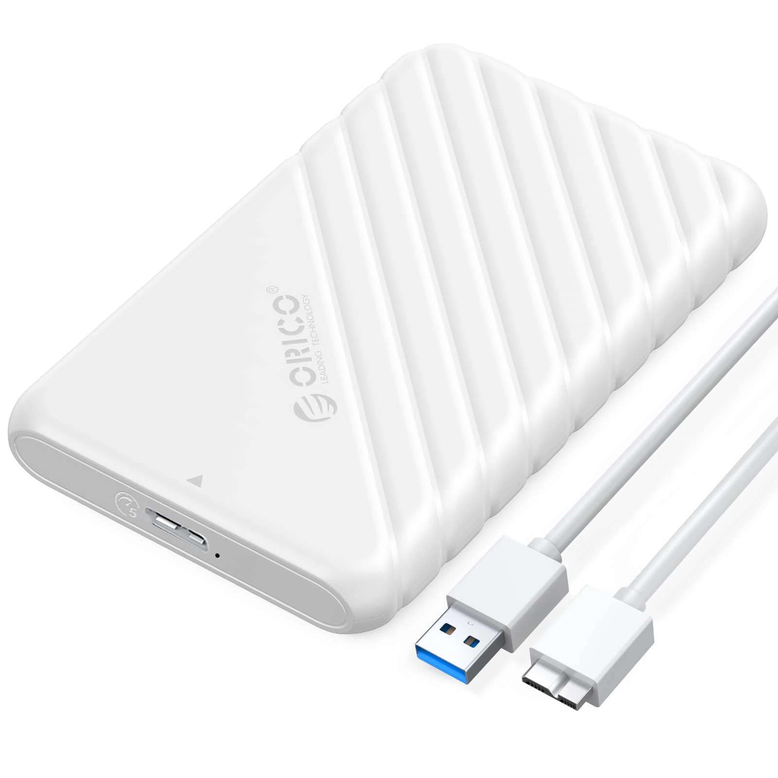 ORICO 2.5 inch External Hard Drive Enclosure USB 3.0 to SATA III for 7mm and 9.5mm SATA HDD SSD Tool Free [UASP Supported] White (25PW1-U3)