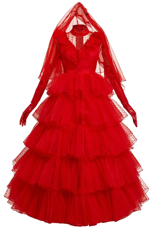 Vaianie Adult Women Cosplay Costume Red Wedding Dress Evening Gown Outfits Halloween Suit, Red-a, XL