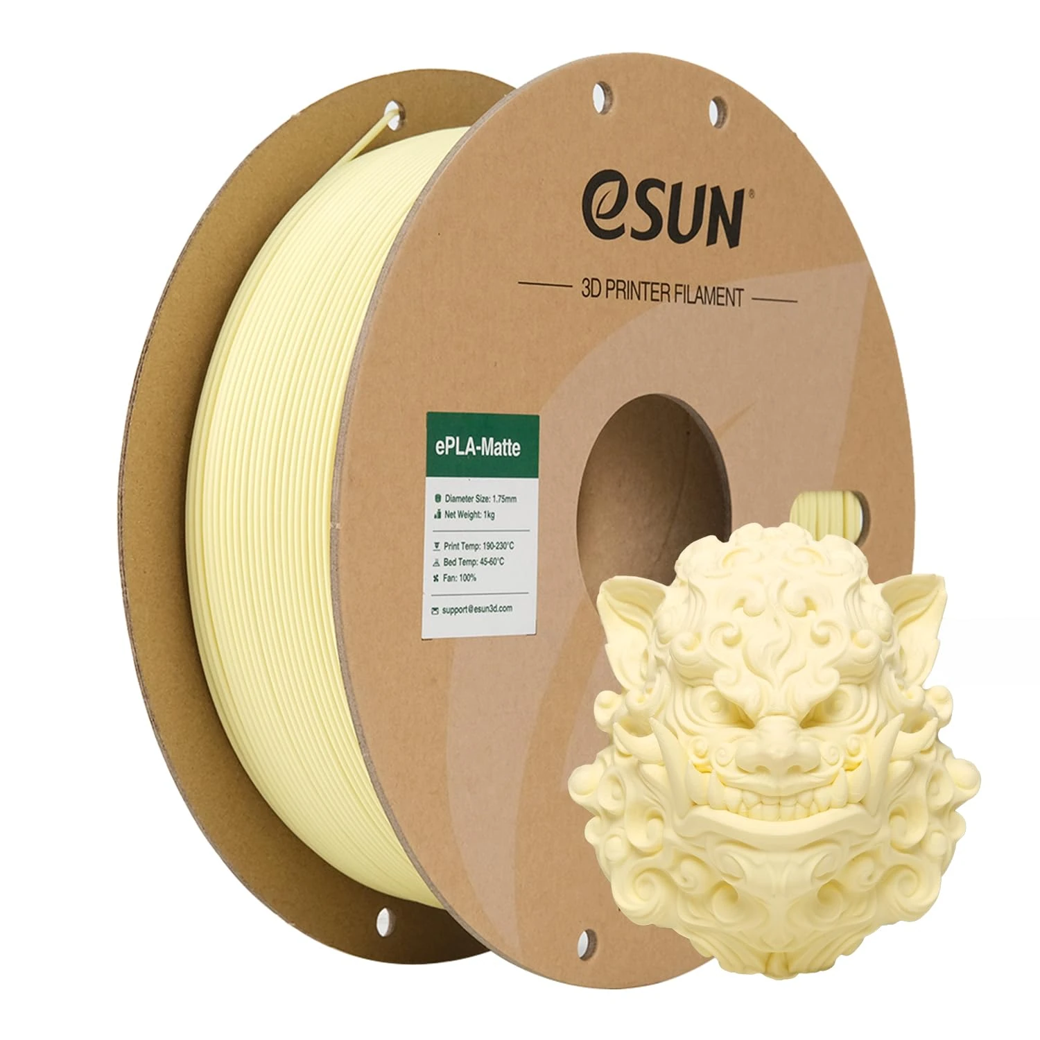 eSUN Upgraded Matte PLA Filament 1.75mm, Matte PLA 3D Printer Filament, Shine-Free Color, Frosted Texture, 1KG Spool (2.2 LBS) 3D Printing Filament for 3D Printers, Matte Almond Yellow
